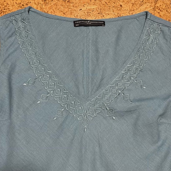 Peruvian Connection Provence Linen Cotton Blend Embroidered Tank Top Sz S - Picture 8 of 10